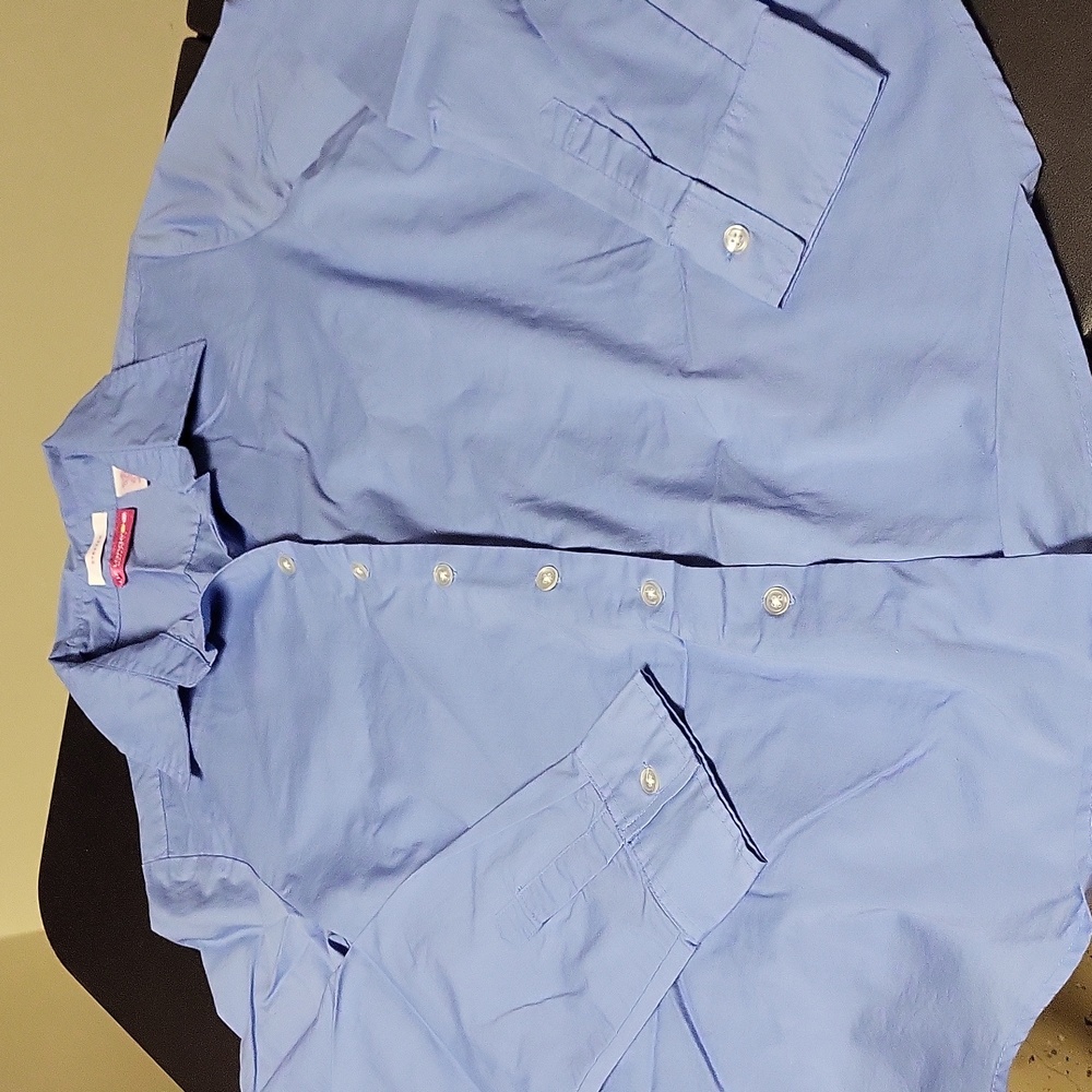 Vintage Liz Lange Maternity Lt Blue Full Length Sleeve Button Down with Collar